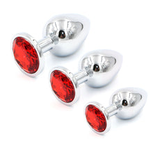3 in 1 LuxGem Small,medium -Large  Metal  Butt Plug with Heart Crystal-
